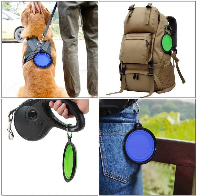 Piatto pieghevole dell'acqua della ciotola di viaggio del cane del TPE di 4 pacchetti