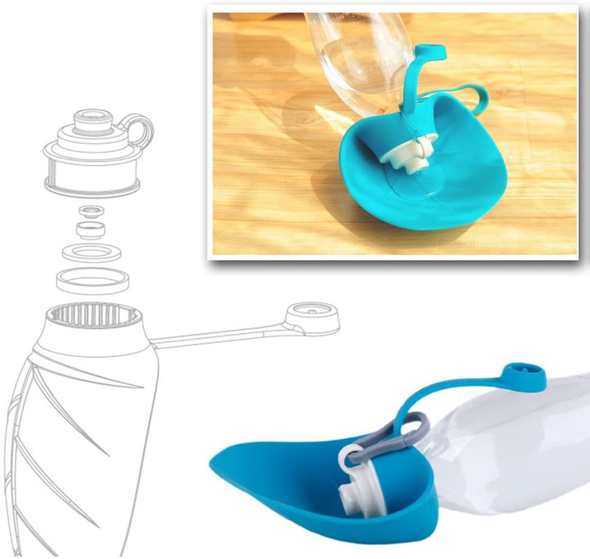 La foglia pieghevole modella la prova della perdita della bottiglia di acqua del cane del silicone 580ML