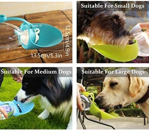 La perdita della bottiglia di acqua del cane del silicone di Hallupets rinforza 2 portatili in 1 bottiglia del cane
