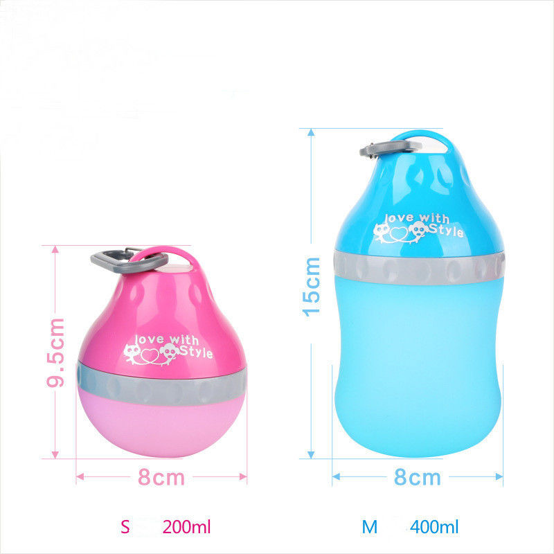 Bottiglia di acqua e ciotola all'aperto staccabili del cane del silicone bottiglia bevente dell'animale domestico da 400 ml