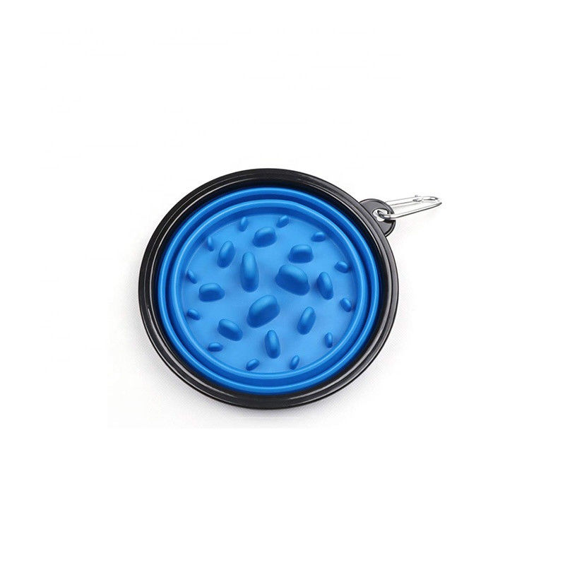 Alimentatore lento del cibo per cani di SEDEX dell'animale domestico pieghevole su ordinazione della ciotola con Carabiners 12oz