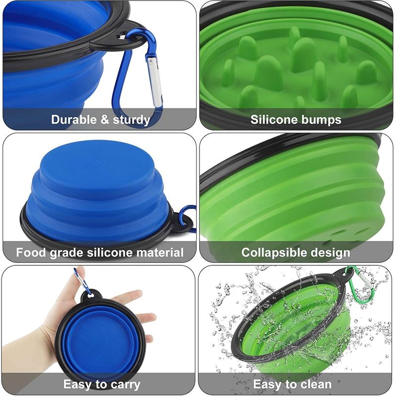 Portatile lento pieghevole della ciotola dell'acqua del cane di cibo del silicone pieghevole per di acqua d'alimentazione