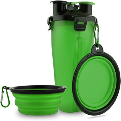 Bottiglia di acqua all'aperto dell'acqua del cane portatile verde dell'erogatore per i cani che camminano escursione